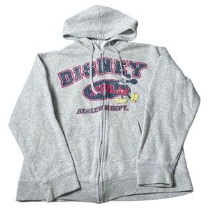 Disney XXL Athletic Dept Gray Full Zip Mickey Mouse Graphic Hoodie Men’s Size S